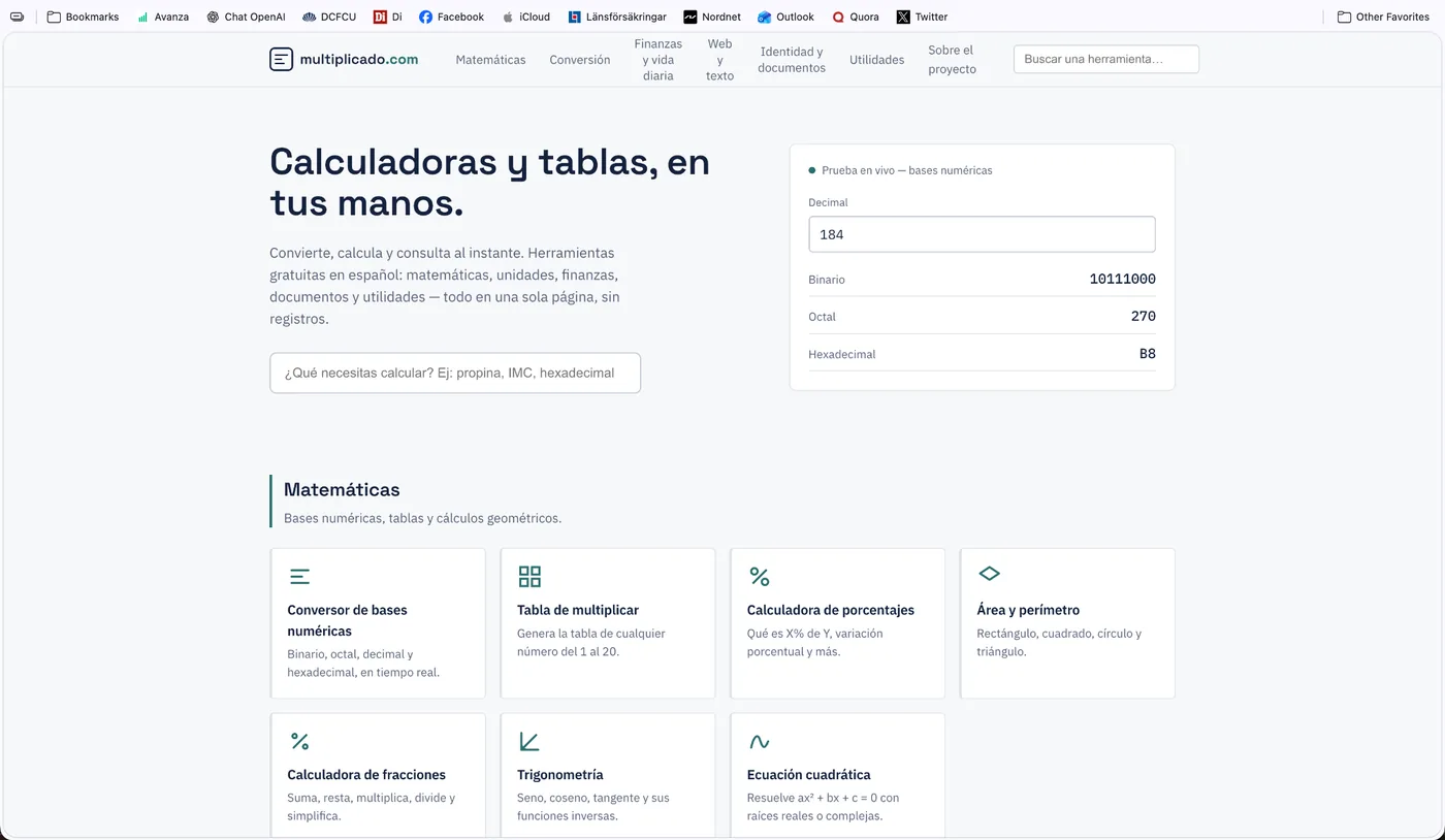 Homepage screenshot of Multiplicado.com